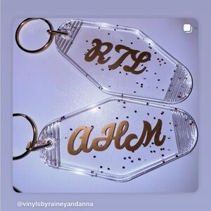 Clear Acrylic Keychains with Gold Initials
